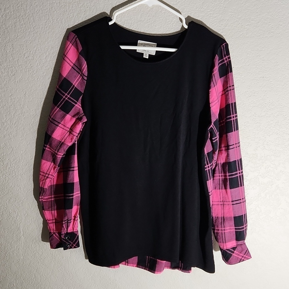 GH Bass & Co Blouse Medium Plaid Longsleeve